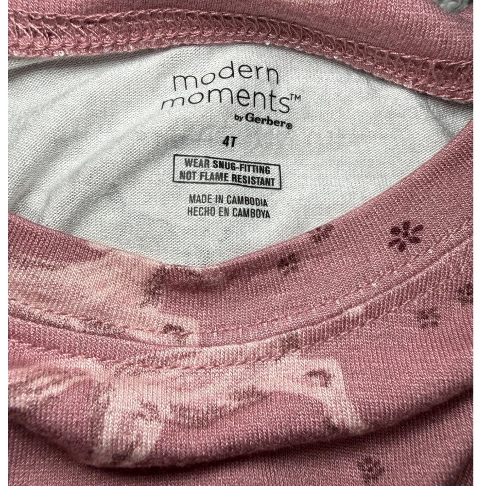 Bamboo Viscose 2 Pair Pajama Sets 4T Floral & Horse Pink Mauve New